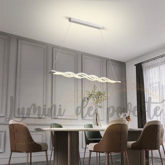 Candelabru LED 160W Waves Alb, LED inclus Candelabru LED 160W Waves Alb, LED inclus