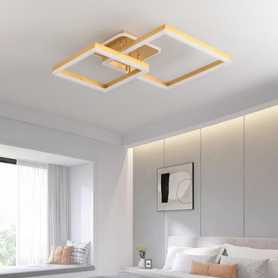 Lustra LED 140W Minimalist 2 Square Gold, LED inclus Lustra LED 140W Minimalist 2 Square Gold, LED inclus