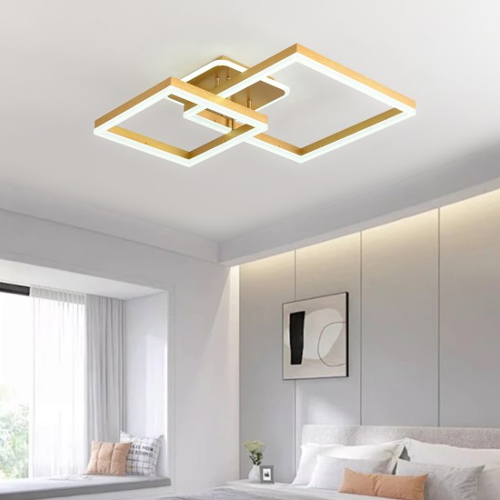 Lustra LED 140W Minimalist 2 Square Gold, LED inclus Lustra LED 140W Minimalist 2 Square Gold, LED inclus