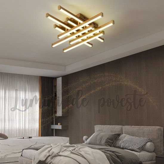Lustra LED 150W Zig Zag Gold Patrat, LED inclus Lustra LED 150W Zig Zag Gold Patrat, LED inclus