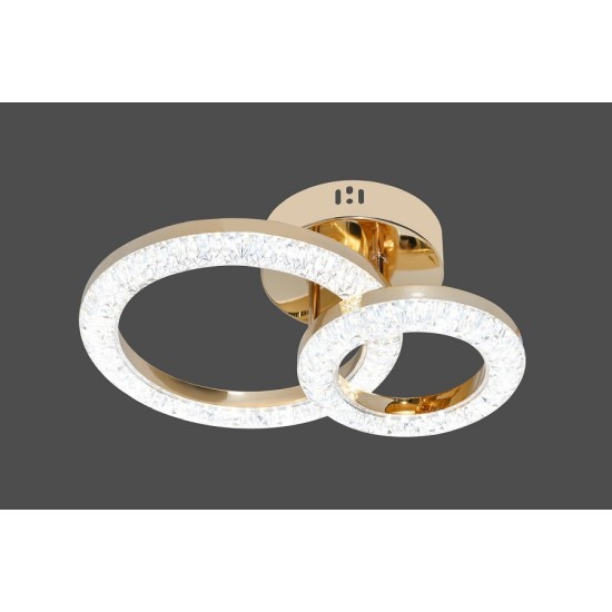 Lustra LED 42W Rings 2 Glam Auriu, LED inclus Lustra LED 42W Rings 2 Glam Auriu, LED inclus