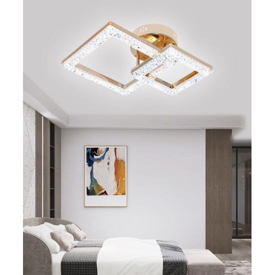 Lustra LED 50 W Ceiling 2 Glam Auriu, LED inclus Lustra LED 50 W Ceiling 2 Glam Auriu, LED inclus