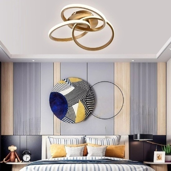Lustra LED 84W Infinite Minimalist 3 Gold Slim, LED inclus Lustra LED 84W Infinite Minimalist 3 Gold Slim, LED inclus
