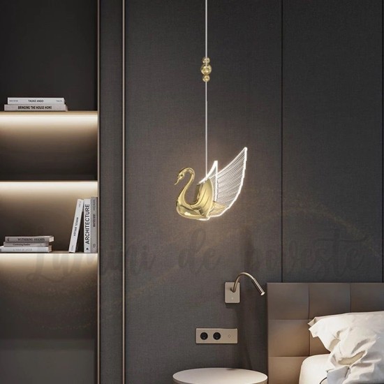 Pendul LED 12W Swan 1 Gold, LED inclus Pendul LED 12W Swan 1 Gold, LED inclus