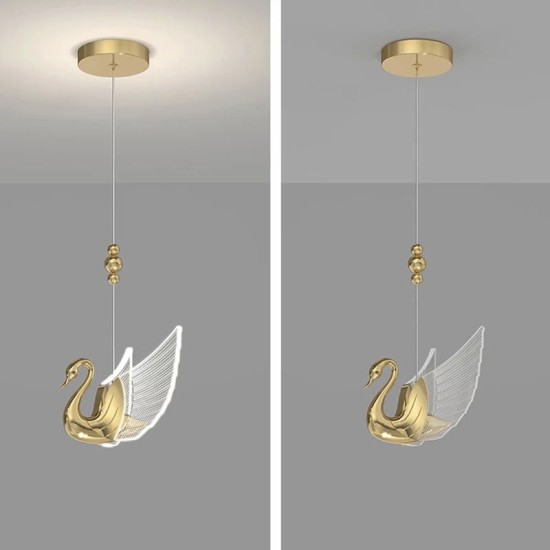 Pendul LED 12W Swan 1 Gold, LED inclus Pendul LED 12W Swan 1 Gold, LED inclus