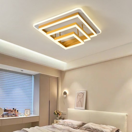 Plafoniera LED 214W Minimalist 3 Square Gold, LED inclus Plafoniera LED 214W Minimalist 3 Square Gold, LED inclus